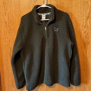PINK Victoria Secret dark green fleece pullover size M